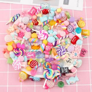 *J❤*30/50Pcs Mixed Colorful Resin Lollipop Candy Cabochons DIY Material Scrapbooking Hair Accessorie