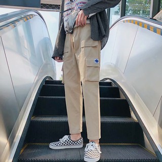 Ins Harajuku bf wind retro multi-pocket overalls loose casual straight trousers