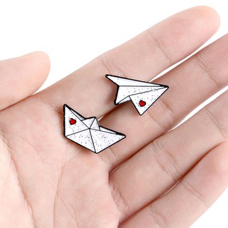 Origami Airplanes and Boats Enamel Pin Cute Cartoon Brooch Humor Badge Clothes Lapel Pins KTXZ333