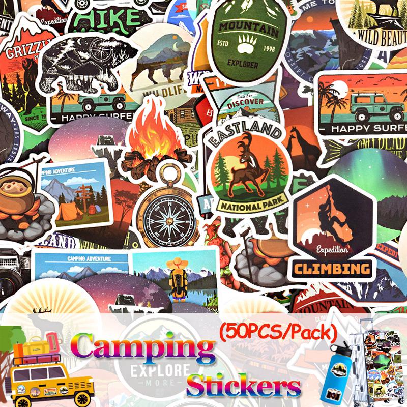 50 PCS Camping Travel Stickers Waterproof Decal to DIY Suitcase Laptop Motor Car