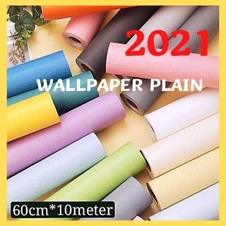 Malaysia Ready Stock 18 Color Thick Embossed Plain PVC Wallpaper Sticker 60CM X 10Meter No Need Glue