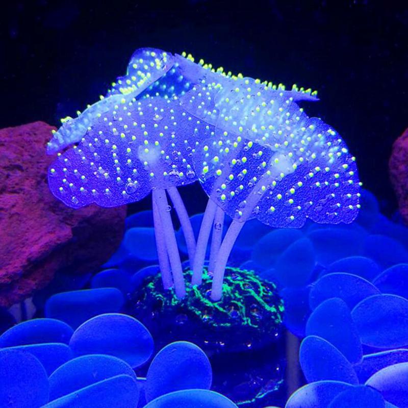 Fish Tank Glowing Artificial Jellyfishes Aquatic Plants Fluorescent Aquarium