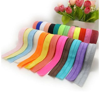5 Yards 5/8" 15mm Solid Color Fold Over Elastic Spandex Ribbons Band for Kids Hair Tie Headband Dress Lace Trim Sewing