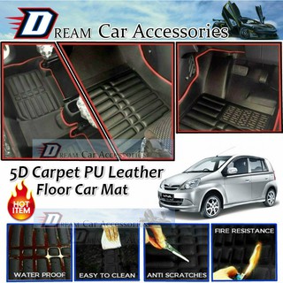 Perodua Viva 5D Carpet PU Leather Car Floor Mat