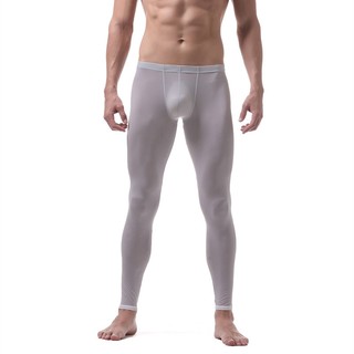 Men Ice Silk Thin Translucent Thermal Underwear Sleepwear Bottoms