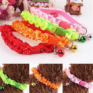 Cute Lace Nylon Adjustable Collar Necklace Bell Pet Dog Cat Puppy Safety