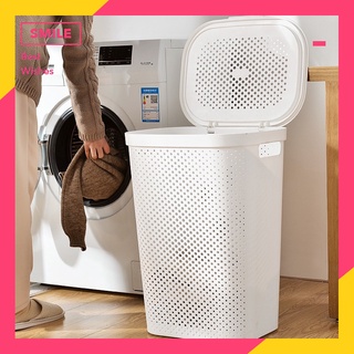 Large rattan Japanese style plastic laundry basket bathroom dirty clothes storage basket laundry basket 45L 60L white