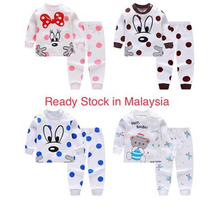 🌟Ready Stock🌟2pcs Kids Baby Sleepsuit Nightwear Pajamas Sleepwear Pyjamas Long