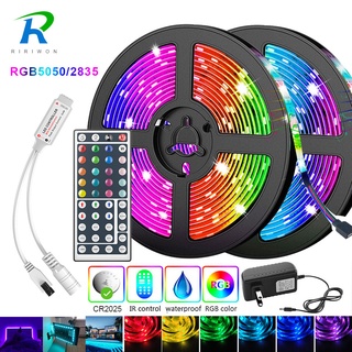 5M 10M 15M 5050 Ribbon DC 12 V RGB Flexible with LED Strip LED Light with IR Remote for Kitchen Christmas Party