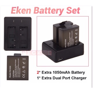 Original Eken 2 Extra Battery 1050mAh And 1 Dual Charger Set