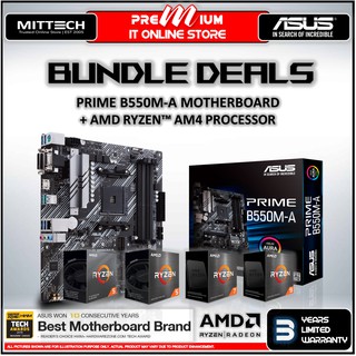 Asus Prime B550M-A AM4 Motherboard + AMD Ryzen 3000/5000 AM4 Processor - Bundle Combo