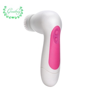 High Quality 5 in 1 Set Cleansing Brush with 5 Exfoliating Brush Heads Rose Red MYGB