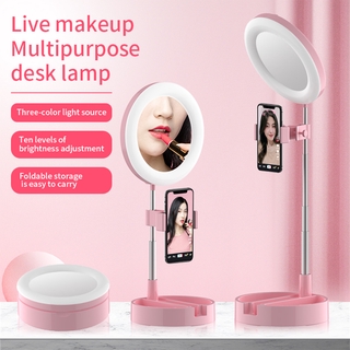 Sherlaaska LIVE Dimmable LED Selfie Ring Light Lamp Storage Phone Fill Make Up Broadcast Streaming (1)