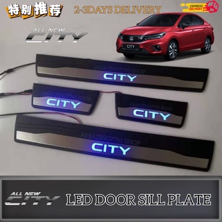AMAZING 4PCS HONDA CITY 2020 2021 LED DOOR SILL PLATE SIDE STEP PROTECTOR CAR ACCESSORIES GM7 GN2
