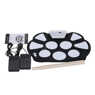 Portable Electronic Roll up Drum Pad Kit Silicon Foldable with Stick