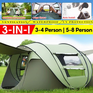 3-4/5-8 Person Quick-open Tent Outdoor Camping Field Tent Camping Rainproof Boat Account
