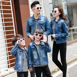 Family-friendly denim jacket\nAutumn new product four-family home-wear hole denim jacket mother dress