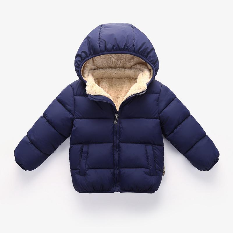 Children's cotton winter clothing plus velvet boy and girl coat jacket