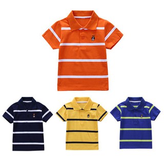 🍒 Lifetime 🏝 Summer Cotton Kids Boys Shirt Striped Short Sleeve Polo Shirts bayi baju