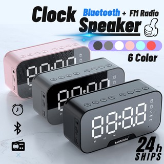 Wireless Bluetooth Speaker AUX Mini Portable Alarm Clock Bluetooth Speaker FM Radio