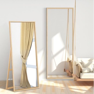 Full-Length Mirror Floor Mirror Girl Bedroom Mirror Wall Hanging Household Solid Wood Color Full-Length Mirror