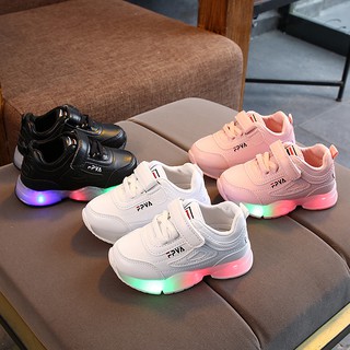 Children LED Lights Shoes Baby Boy Girl Kids Kanak Kasut Budak School Casual Sports Sneakers