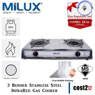 [FREE Bubble Packing] Milux 2 Burner InfraRed Gas Cooker | MSS-8122IR, MSS81221R (Gas Stove,Dapur Gas,煤气灶,煤气炉) (1)