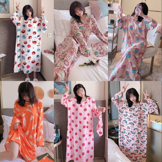 READY STOCK🎈 ladies long sleeve pajamas loose cartoon sleepwear