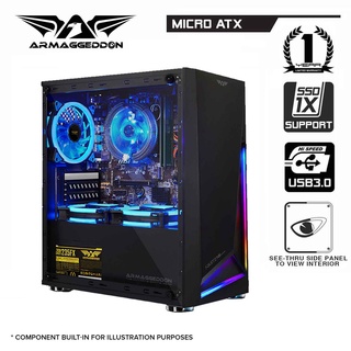 Armaggeddon Nimitz N5 Micro ATX See-Thru Side Panel Gaming PC Case | Tempered Glass Side Panel | 1 Year Warranty