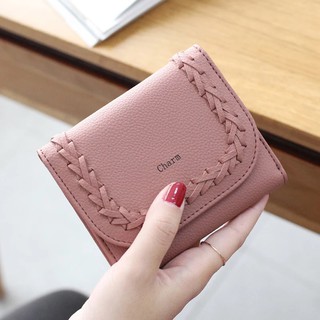 2017Women Coin Pocket Mini Wallet Lady Knitting Purses PU Cute Short Hasp Wallet