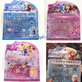 Girl Frozen Elsa Nail Sticker Toy Disney Snow White Minnie Child Sticker with diamond ring kids gifts