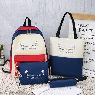 [4 in 1]Backpack Set shoulder pack canvas school student travel beg galas sekolah handbag Tote sling bag for women