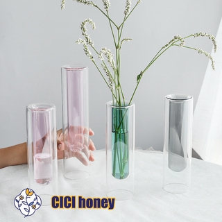 two color transparent glass vase in test tube