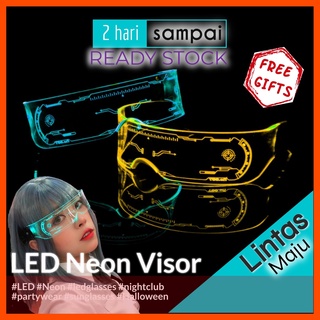 LED multi-function Luminous Glasses Futuristic Neon Light Cosplay Party Halloween【Ready stock】【Lintas Maju】