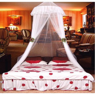 Lace Bed Mosquito Netting Mesh Canopy Princess Round Dome Bedding Net White