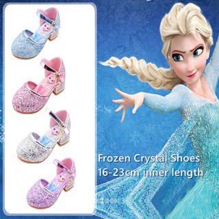 CC&MaMa★kasut Kids dance shoes Frozen Elsa crystal princess rhinestone shoes 4-14Y girl's performance shining