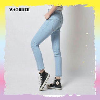 Waorder Korea Style Women Jeans Long Stretchable Skinny Denim Pants