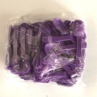 Mini color spoon (plastic) 100pcs-purple