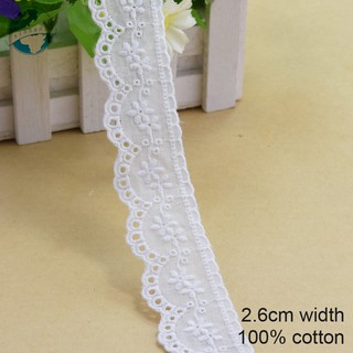 2.6cm wide 100%cotton lace edges embroidery lace diy trims mini dress lace ribbon garment Accessories【ready stock】3171