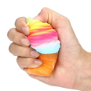 Squishy Rainbow Ice Cream Slow Rising Scented Jumbo Stress Reliever Decor (1)