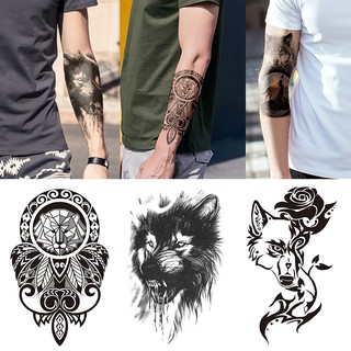 High quality Waterproof Wolf Temporary Tattoo Body Art Flash Henna Large Arm