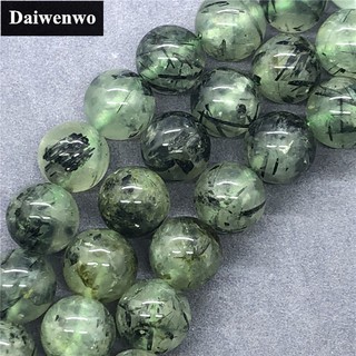A Prehnite Beads Green Rutilated Quartz 6-12mm Round Natural Stone DIY Jewelry