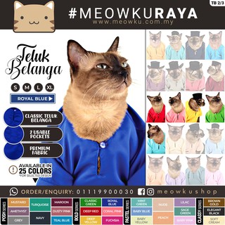 MEOWKURAYA 🐱 Baju Melayu Kucing Teluk Belanga (Cat Photoshoot Prop Costume Raya) - BOLD COLOR SERIES 2/3