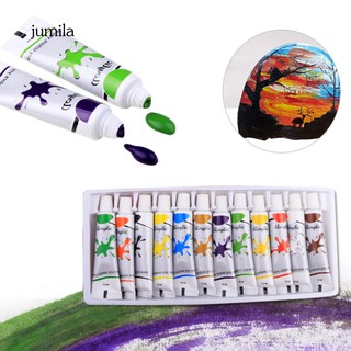 JULA 12 Colors Acrylic Paints Set 12ml Tubes Draw Craft Painting on Canvas Pigment