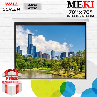 Meki High Quality Solid Size 70" x 70"(6 x 6 feet) Projector Manual Wall Screen