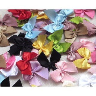 60pcs Mini Satin Ribbon Flowers Bows Gift Craft Wedding Decoration Lots color
