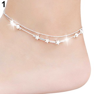 Women Chic Silver Plated Butterfly Stars Bell Charm Anklet Bracelet Foot Chain