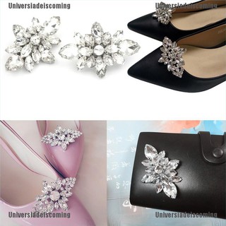 Universiadeis✿ Crystal Diamond Shoes Clips Diy Shoes Flower Charms Bridal Wedding Shoe Clips