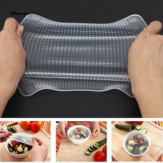 [KN] Kitchen Tool Clear Square Reusable Silicone Food Wrapper Seal Cover Film