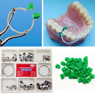 1 Set Dental Sectional Contoured Matrices Matrix Ring + 40 Pcs Add-On Wedges